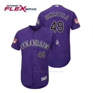 Camiseta Beisbol Hombre Colorado Rockies Antonio Senzatela Flex Base Entrenamiento de Primavera 2019 Violeta