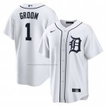 Camiseta Beisbol Hombre Detroit Tigers NO 1 Groom Primera Replica Blanco
