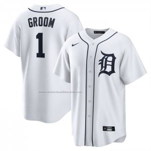 Camiseta Beisbol Hombre Detroit Tigers NO 1 Groom Primera Replica Blanco