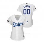 Camiseta Beisbol Mujer Los Angeles Dodgers Personalizada 2019 Postseason Cool Base Blanco