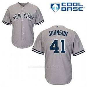 Camiseta Beisbol Hombre New York Yankees Randy Johnson 41 Gris Cool Base