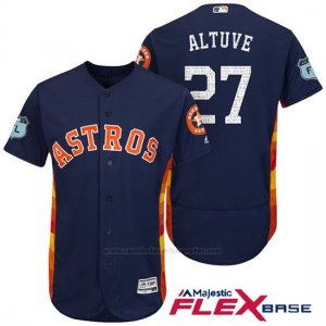 Camiseta Beisbol Hombre Houston Astros Jose Altuve 27 Azul 2017 Entrenamiento de Primavera Flex Base Jugador