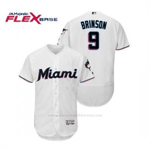 Camiseta Beisbol Hombre Miami Marlins Lewis Brinson Flex Base Autentico Collection 1ª 2019 Blanco