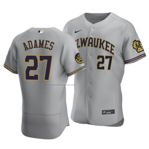 Camiseta Beisbol Hombre Milwaukee Brewers Willy Adames Autentico Road Gris