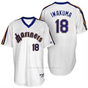 Camiseta Beisbol Hombre Seattle Mariners Hisashi Iwakuma Turn Back The Clock Blanco