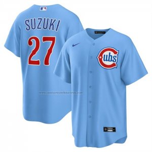 Camiseta Beisbol Hombre Chicago Cubs Seiya Suzuki Alternate Replica Celeste