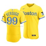 Camiseta Beisbol Hombre Boston Red Sox Alex Verdugo 2021 City Connect Autentico Oro