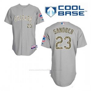 Camiseta Beisbol Hombre Chicago Cubs 23 Ryne Sandberg Gris Usmc Cool Base