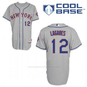 Camiseta Beisbol Hombre New York Mets Juan Lagares 12 Gris Cool Base