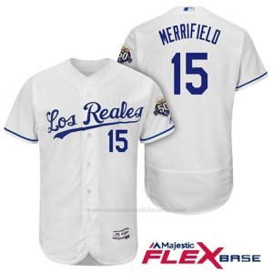 Camiseta Beisbol Hombre Kansas City Royals Whit Merrifield Blanco 50th Season Spanish Flex Base
