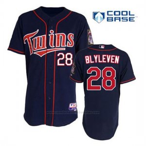 Camiseta Beisbol Hombre Minnesota Twins Bert Blyleven 28 Azul Azul Alterno 1ª Cool Base