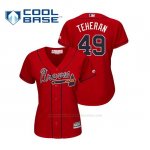 Camiseta Beisbol Mujer Atlanta Braves Julio Teheran Cool Base Majestic Alternato 2019 Rojo