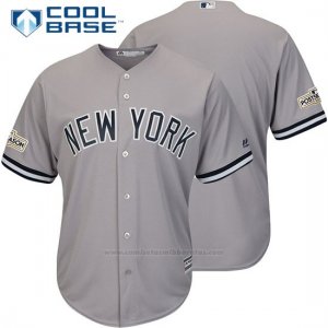 Camiseta Beisbol Hombre New York Yankees 2017 Postemporada Gris Cool Base