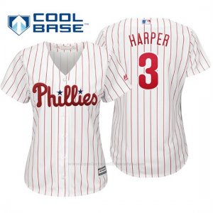 Camiseta Beisbol Mujer Philadelphia Phillies Bryce Harper Cool Base Home Replica Blanco