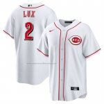 Camiseta Beisbol Hombre Cincinnati Reds Gavin Lux Primera Replica Blanco