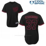 Camiseta Beisbol Hombre Washington Nationals Stephen Strasburg 37 Negro Fashion Cool Base