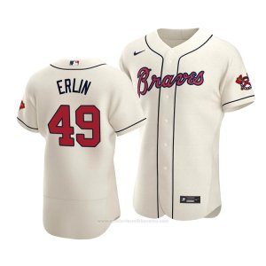 Camiseta Beisbol Hombre Atlanta Braves Robbie Erlin Autentico Alterno 2020 Crema