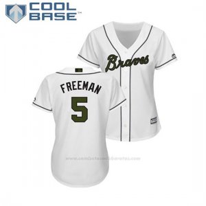 Camiseta Beisbol Mujer Atlanta Braves Frojodie Freeman 2018 Dia de los Caidos Cool Base Blanco