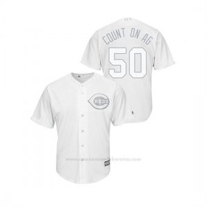 Camiseta Beisbol Hombre Cincinnati Reds Amir Garrett 2019 Players Weekend Count On Ag Replica Blanco