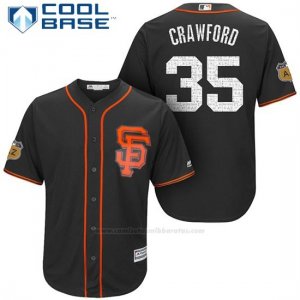 Camiseta Beisbol Hombre San Francisco Giants Brandon Crawford San Francisco Negro 2017 Entrenamiento de Primavera Cool Base Jugador