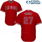 Camiseta Beisbol Hombre Los Angeles Angels 27 Mike Trout Scarlet Cool Base