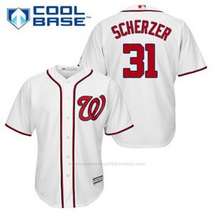 Camiseta Beisbol Hombre Washington Nationals Max Scherzer 31 Blanco 1ª Cool Base