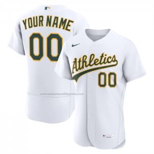 Camiseta Beisbol Hombre Oakland Athletics Primera Autentico Personalizada Blanco1