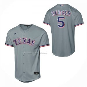Camiseta Beisbol Nino Texas Rangers Corey Seager Segunda Replica Gris