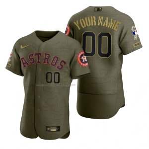 Camiseta Beisbol Hombre Houston Astros Personalizada Camuflaje Digital Verde 2021 Salute To Service