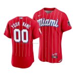 Camiseta Beisbol Hombre Miami Marlins Custom 2021 City Connect Autentico Rojo