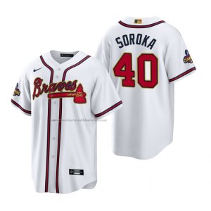 Camiseta Beisbol Hombre Atlanta Braves Mike Soroka 2022 Gold Program Replica Blanco