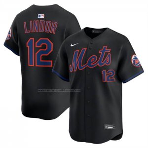 Camiseta Beisbol Hombre New York Mets Francisco Lindor Alterno Limited Negro1