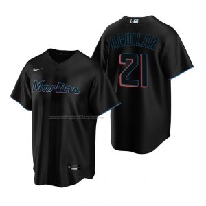 Camiseta Beisbol Hombre Miami Marlins Jesus Aguilar Replica Alterno Negro