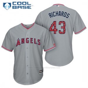 Camiseta Beisbol Hombre Los Angeles Angels 2017 Estrellas y Rayas Garrett Richards Gris Cool Base