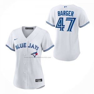 Camiseta Beisbol Mujer Toronto Blue Jays Addison Barger Primera Replica Blanco