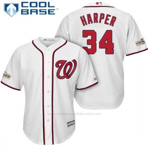 Camiseta Beisbol Hombre Washington Nationals 2017 Postemporada Bryce Harper Blanco Cool Base