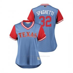 Camiseta Beisbol Mujer Texas Rangers Eddie Butler 2018 Llws Players Weekend Spaghetti Light Toronto Blue Jays