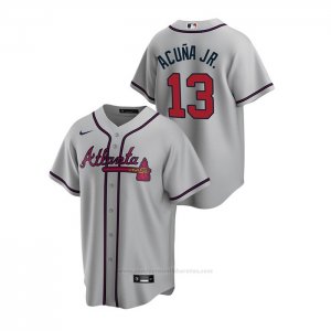 Camiseta Beisbol Hombre Atlanta Braves Ronald Acuna Jr. 2020 Replica Road Gris