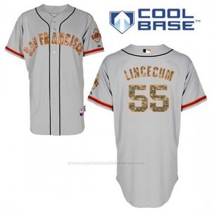 Camiseta Beisbol Hombre San Francisco Giants Tim Lincecum 55 Gris Usmc Cool Base