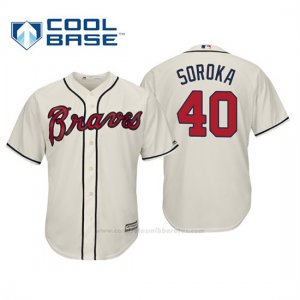 Camiseta Beisbol Hombre Atlanta Braves Mike Soroka Cool Base Majestic Alternato 2019 Crema