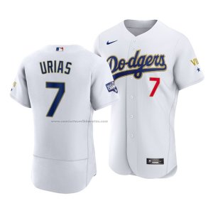Camiseta Beisbol Hombre Los Angeles Dodgers Julio Urias 2021 Gold Program Autentico Blanco Oro