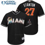 Camiseta Beisbol Hombre Miami Marlins 27 Giancarlo Stanton Negro2017 Cool Base