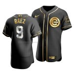 Camiseta Beisbol Hombre Chicago Cubs Javier Baez Golden Edition Autentico Negro