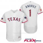 Camiseta Beisbol Hombre Texas Rangers 2017 Estrellas y Rayas Elvis Andrus Blanco Flex Base