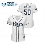 Camiseta Beisbol Mujer Tampa Bay Rays Charlie Morton 2019 Postseason Cool Base Blanco