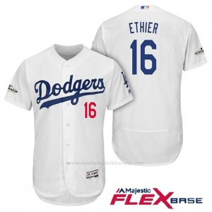 Camiseta Beisbol Hombre Los Angeles Dodgers 2017 Postemporada Andre Ethier Blanco Flex Base