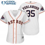 Camiseta Beisbol Mujer Houston Astros 2017 World Series Campeones Justin Verlander Blanco Cool Base
