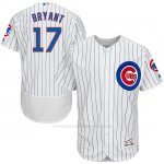 Camiseta Beisbol Hombre Chicago Cubs 17 Kris Bryant Autentico Coleccion Blanco Flex Base
