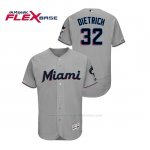 Camiseta Beisbol Hombre Miami Marlins Derek Dietrich 150th Aniversario Patch 2019 Flex Base Gris