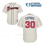 Camiseta Beisbol Hombre Atlanta Braves 30 Orlando Cepeda Crema Alterno Cool Base